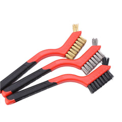 3pcs Wire Brush Set Stainless Steel Copper Wire with Curved Handle Grip Polishing Rust Cleaning Brush Wire Cleaning Tools