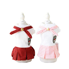 Pet skirts for Small Size Dogs With Gold Buckle Plaid Student Style Fashion Pet Dog Skirt