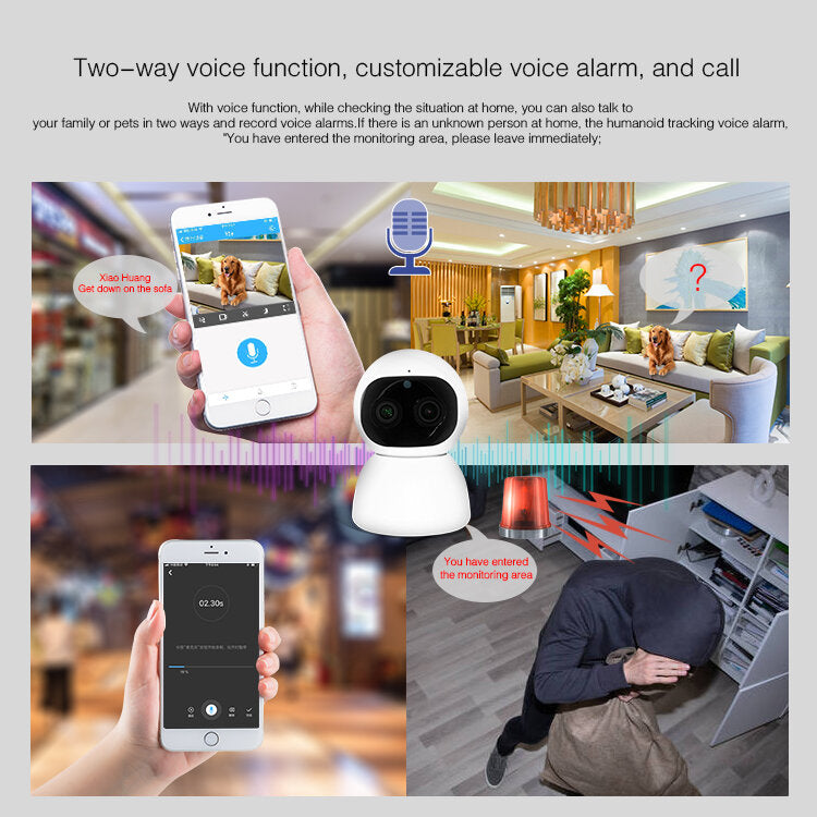 1080P HD IP Camera Wireless Two Way Audio Night Vision Mobile Phone Remote WiFi Home Monitor Binocular Camera