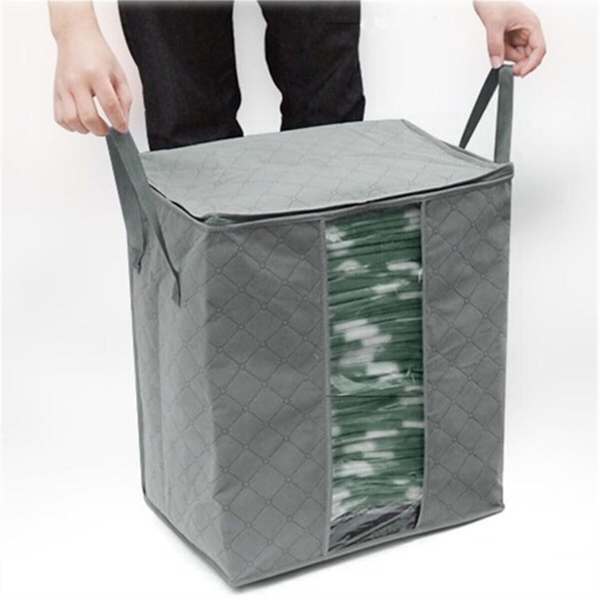 Foldable Bamboo Charcoal Storage Box Clothes Blanket Closet Organizer Bag Quilts Storage Bag