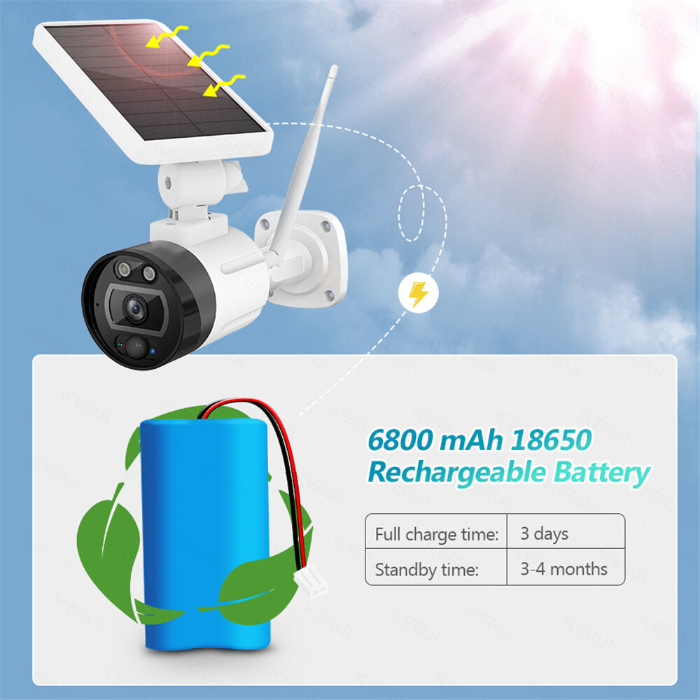 1080P 2MP Solar Wireless Battery Camera WIFI Outdoor Security IP Camera Alexa Cloud IP66 Waterproof CCTV Surveillance