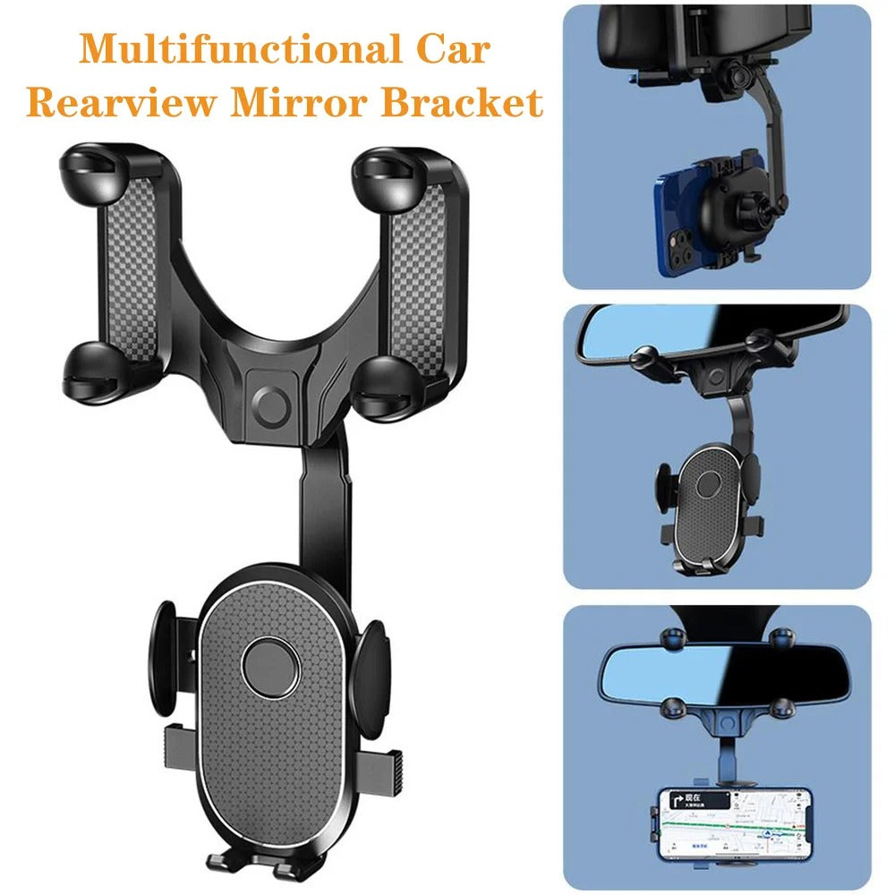 360° Rotating Car Phone Holder - Rearview Mirror Clip Bracket for Cell Phones