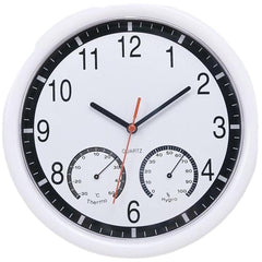 10'' 10 Inch Silent Modern Wall Clock With Thermometer & Hygrometer For Living Home Kitchen Office