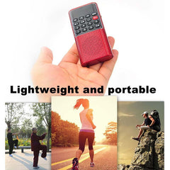 Mini FM Radio Portable Speaker Music Player with Headphone Jack Support Recording TF Card AUX Folders Play