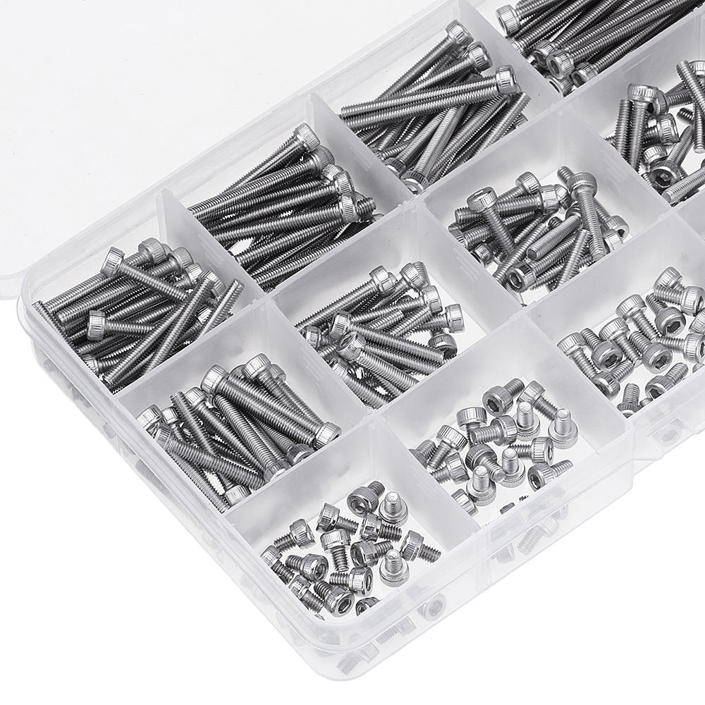 280Pcs M3 304 Stainless Steel Hex Socket Cap Head Screw Bolts Assortment Set