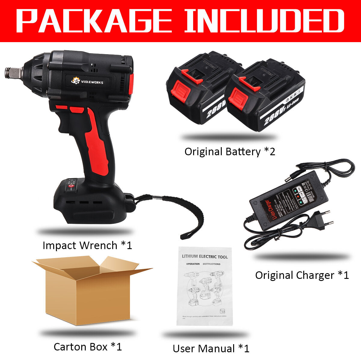 1/2Inch 520NM Max. Brushless Impact Wrench Li-ion Electric Wrench