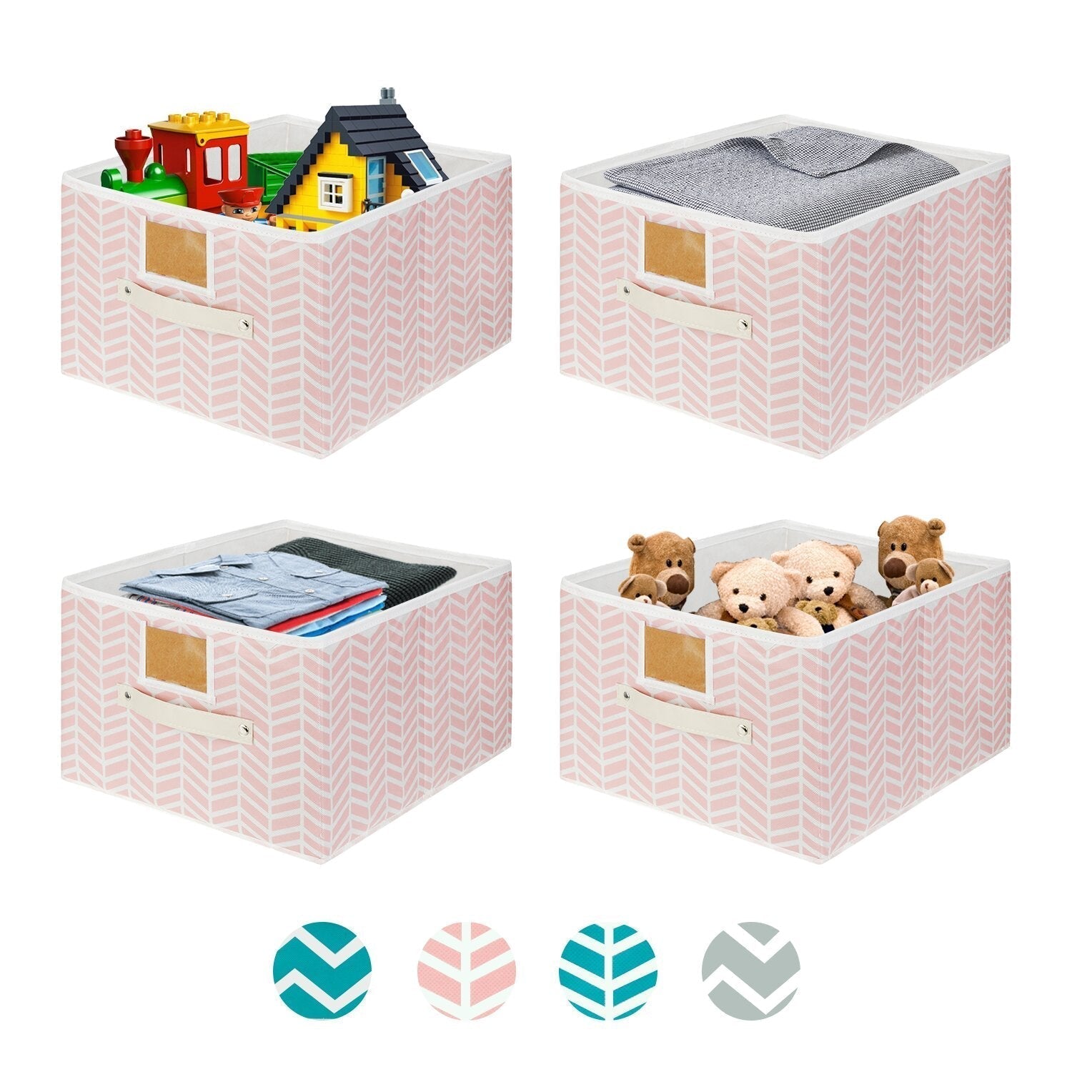 Non-woven Fabric Storage Basket Large Capacity Foldable Storage Bin with Two Handles