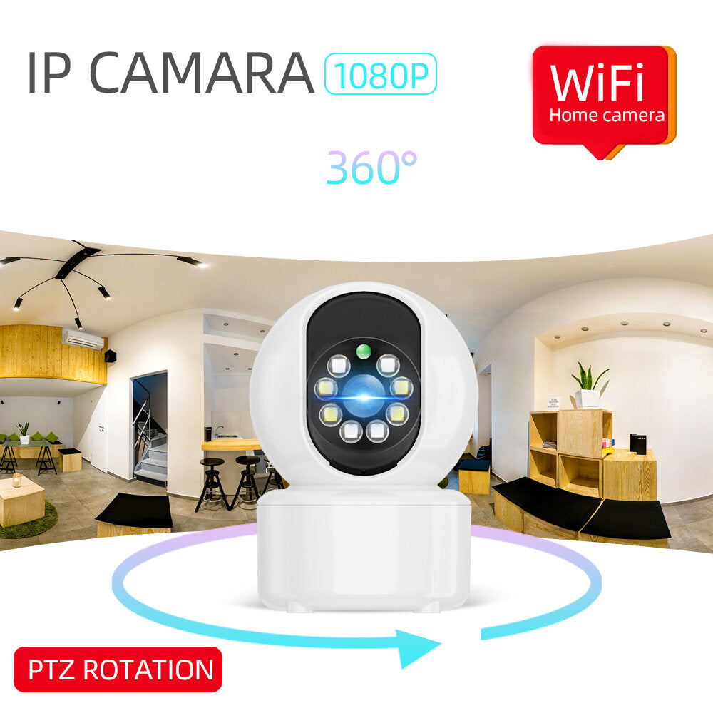 1080P 8 LED Indoor PTZ WIFI IP Camera Two Way Audio Wifi Camera Cloud Storage Waterproof Night Vision CCTV Video Dual Light