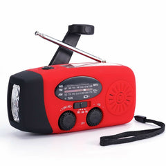 FM Radio Portable USB Travel Camping SOS Emergency Lighting Stable Solar Powered Charging With Hand Cranks