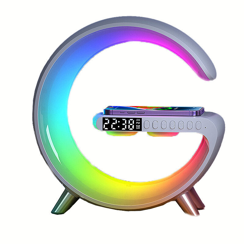 Multi-functional Wireless Charger Alarm Clock Speaker RGB Light Fast Charging for iPhone, Hui, Samsung, Xiaomi