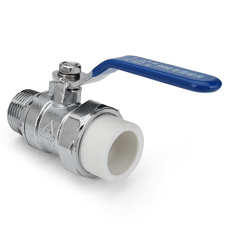 1/2" 3/4" External Wire Manual PPR Brass Ball Valve Nickel Handle PPR Male Thread Valves