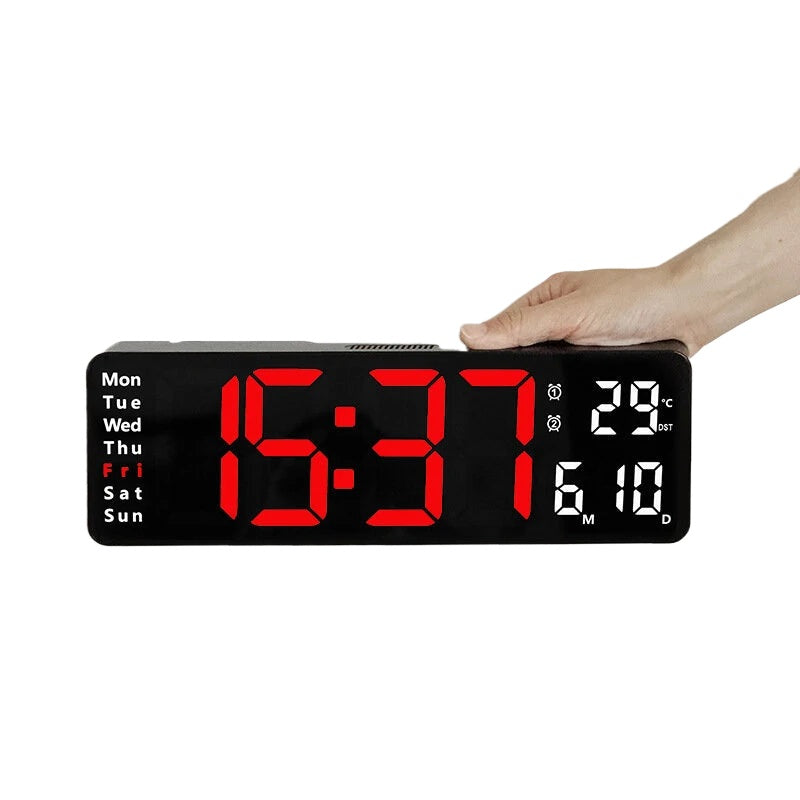 13-Inch LED Digital Wall Clock with Remote, Auto Brightness, Temperature, Date, Week Display - Ideal for Home, Office, Classroom