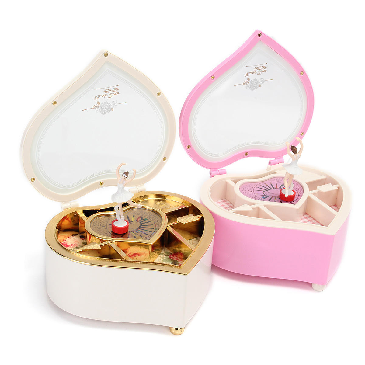 Kid Heart Shaped Jewellery Music Box Ballerina Xmas Toy Gift Home Decor