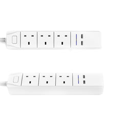 Smart WIFI APP Control Power Strip with 3 UK Outlets Plug 2 USB Fast Charging Socket App Control Work Power Outlet