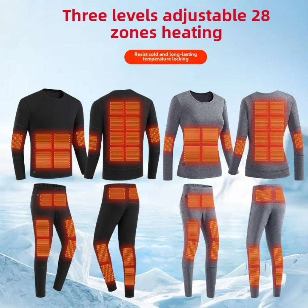 USB Heated Thermal Underwear Set - 3 Temperature Settings | Winter Warming Base Layer for Women