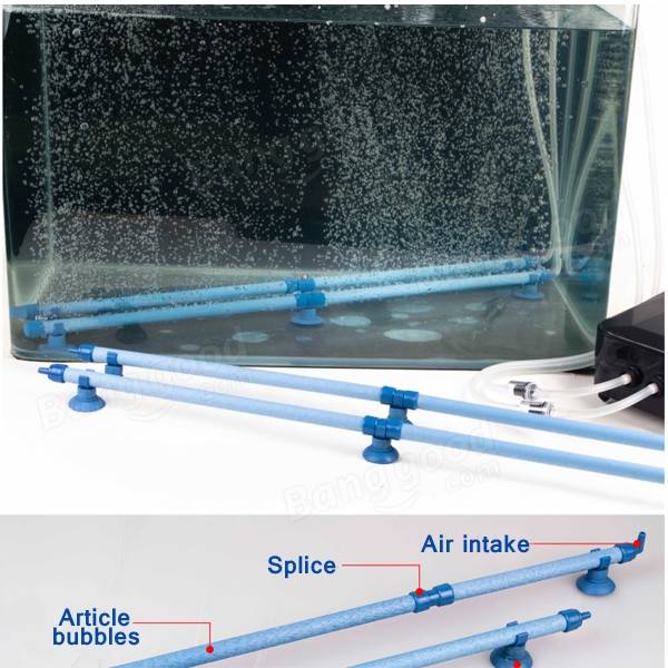 Blue Aquarium Fish Tank Wall Air Bubble Stone Tube