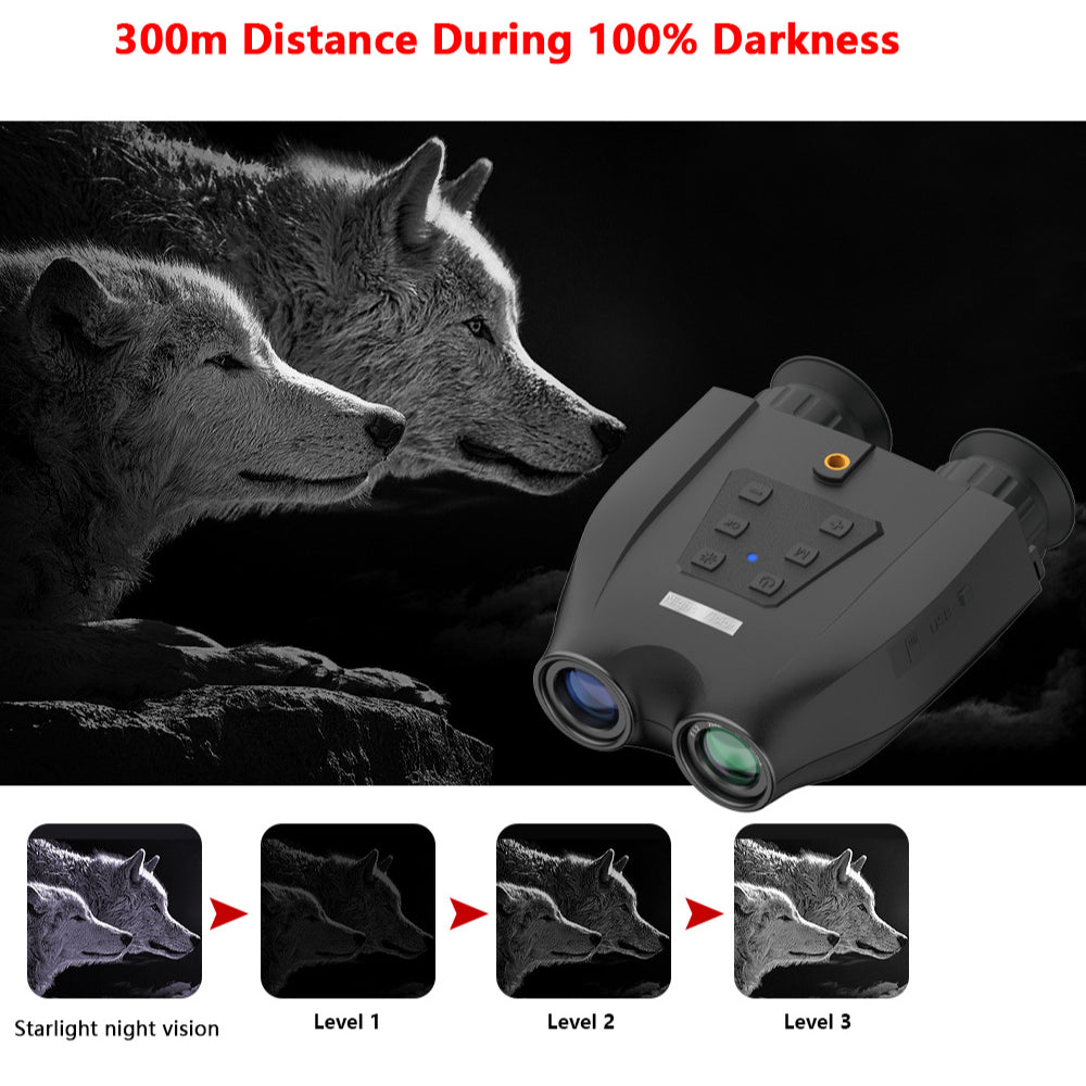 Dual Tube Digital Zoom Night Vision Scope, 300m Infrared 2.5k Ultra HD Head-mounted Hunting Telescope