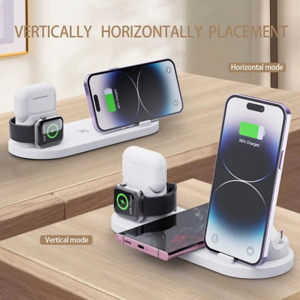 30W 7-in-1 Wireless Charger Stand for iPhone 14/13/12 Pro Max, Apple Watch, AirPods