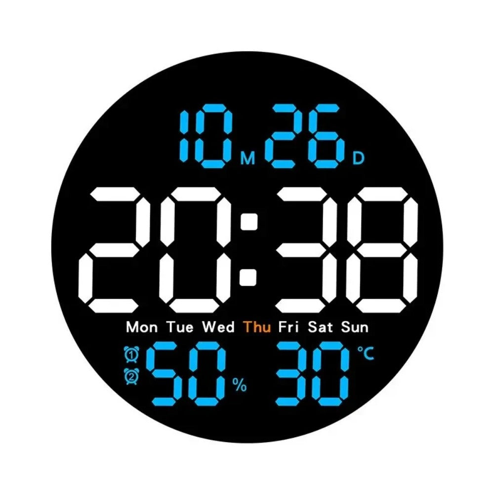 10-Inch LED Digital Wall Clock with Remote, Auto Dimming, Alarm, Temperature, Humidity, Date, Week Display for Home, Office