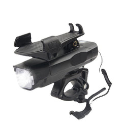 4-in-1 Bike Headlight T6 500lm 3 Modes Bike Front Lamp Power Bank Phone Hold 120dB Horn for 4-6.3inch Phone Cycling Bicycle