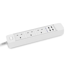 Smart WIFI APP Control Power Strip with 3 UK Outlets Plug 4 USB Fast Charging Socket App Control Work Power Outlet