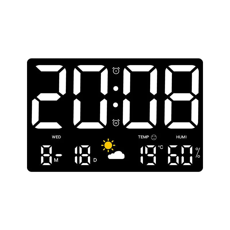 Large Digital LED Wall Clock: Remote, Auto Brightness, Temp/Humidity, Date, Week, 12/24H - Home, Office, Classroom