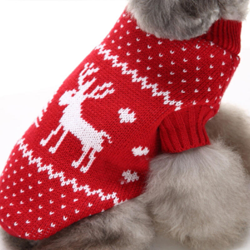 Christmas Pet Dog CatSnow And Deer Winter Warm Sweater Hoodie Pappy Jumpsuits