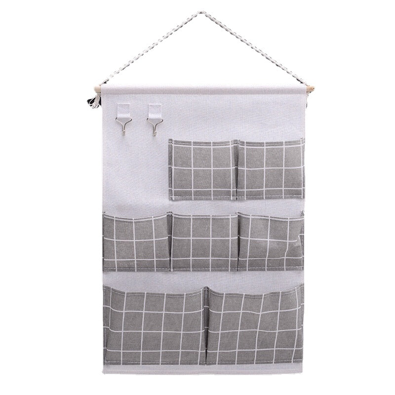 Cotton Linen Waterproof Wall Hanging Storage Bag Cartoon Printed Organizer Decor