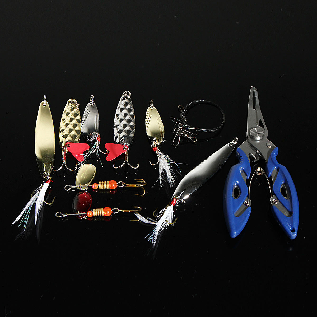 101pc Fishing Lure Spinners Plugs Spoons Soft Bait Pike Trout Salmon+Box Set