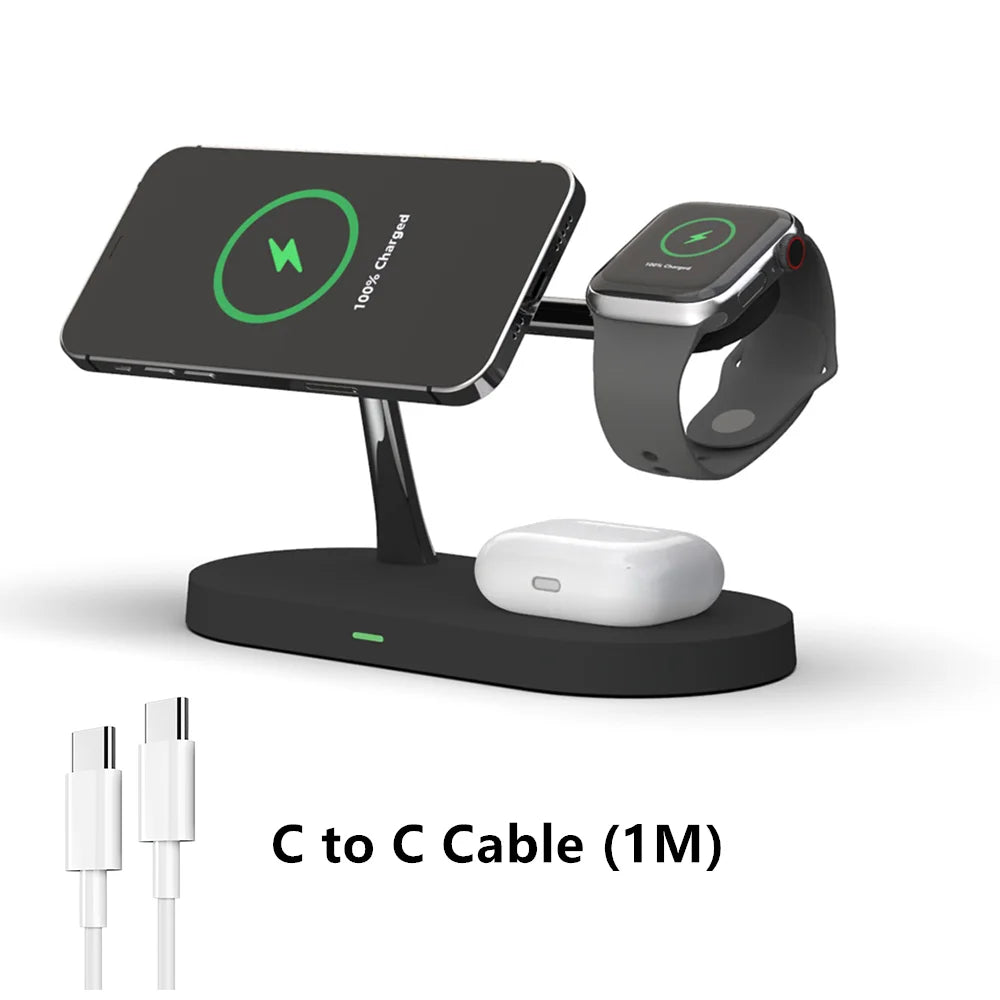 3-in-1 Wireless Charger Stand for iPhone 15/14/13/12 Pro, Samsung, Apple Watch