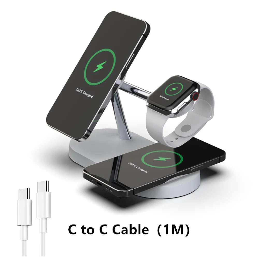 3-in-1 Wireless Charger Stand for iPhone 15/14/13/12 Pro, Samsung, Apple Watch