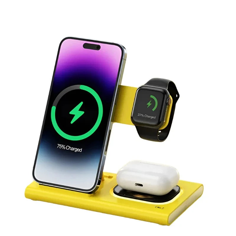 3-in-1 Wireless Charger Stand for iPhone 15/14/13/12, Samsung S23/S22, Galaxy Watch, Buds