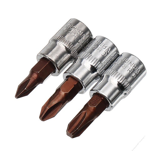 1/4 Inch Drive Sockets Set S2 Alloy Metric Screwdriver Bit Sockets Hex/Slotted/Phillips/Pozi/Torx