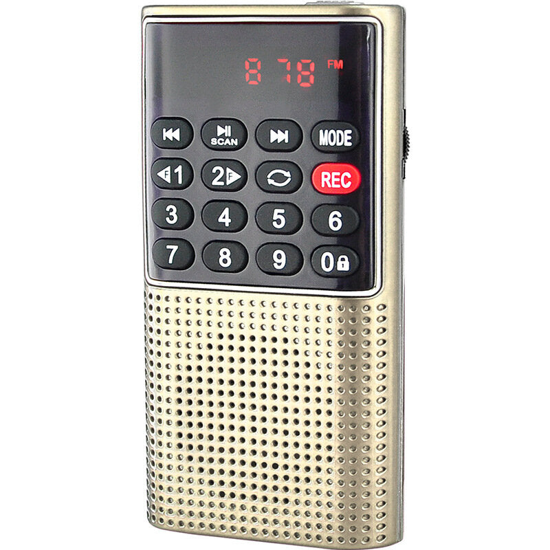 Mini FM Radio Portable Speaker Music Player with Headphone Jack Support Recording TF Card AUX Folders Play