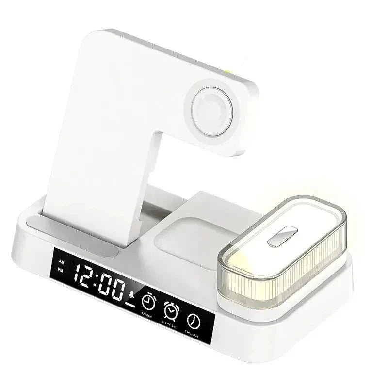 30W 3-in-1 Wireless Charger Stand with Alarm Clock & Night Light for iPhone & Samsung