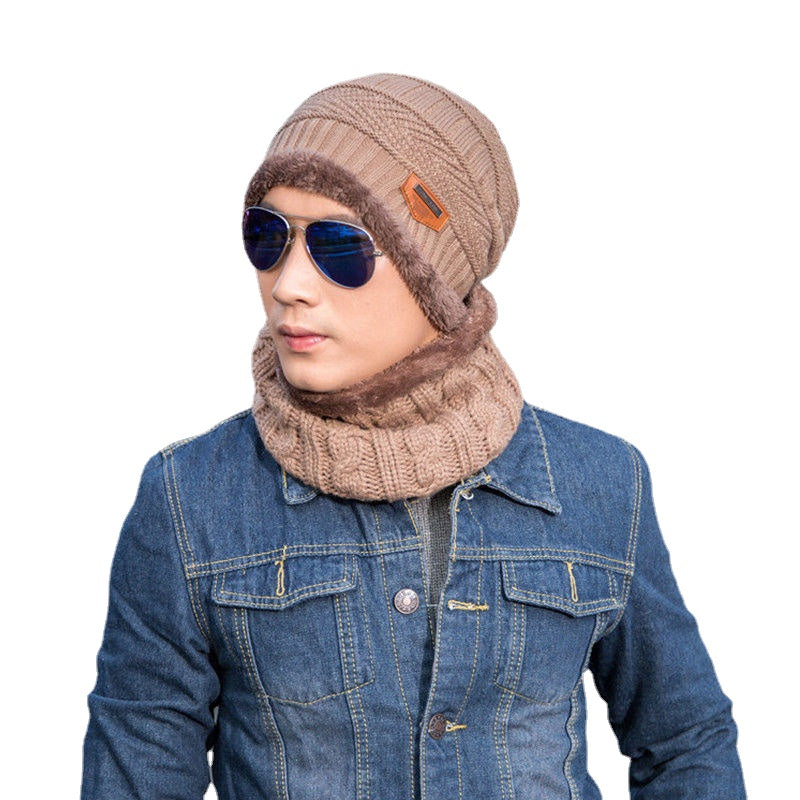 Outdoor Sports Bike Hat Winter Warm Knitted Baggy Beanie Cap Scarf Set