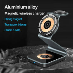 15W 3-in-1 Magnetic Wireless Charger Stand for iPhone, Apple Watch, AirPods