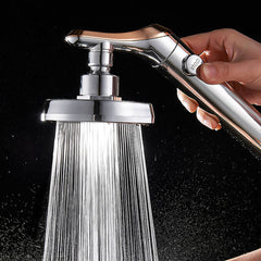 Shower Head Water Saving Flow 360 Rotating High Pressure Spray Stop Button