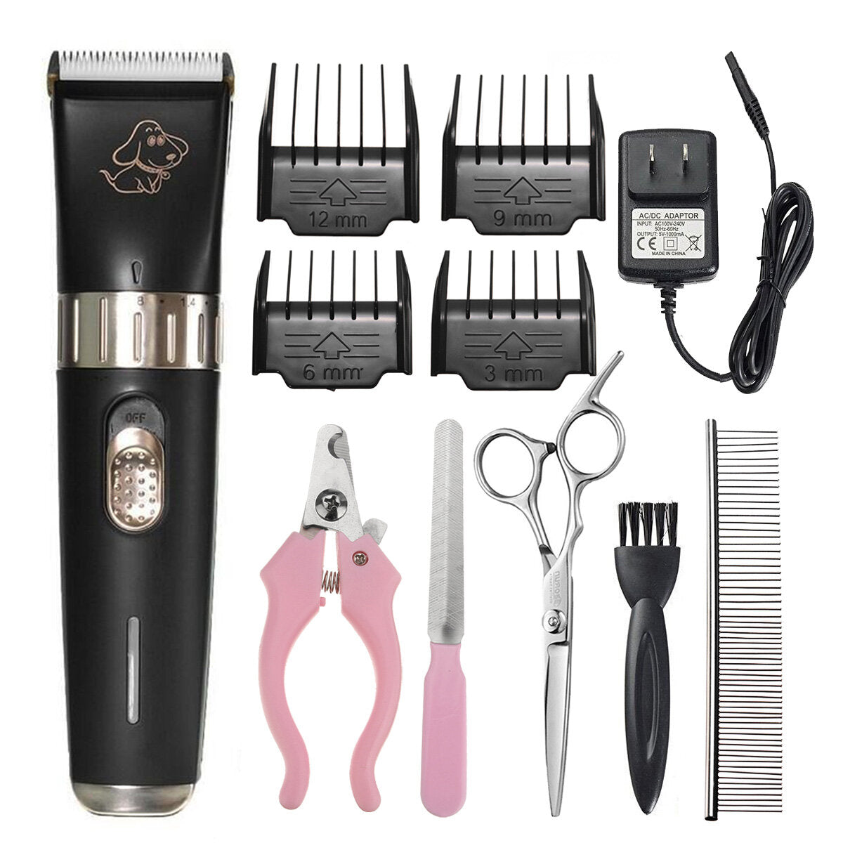 Pet Grooming Clippers, 2 level speed adjustable Rechargeable Cordless Dog Grooming Clippers Kit Low Noise Electric Hair Trimming Clippers Set Small Medium Large Dogs Cats Animals