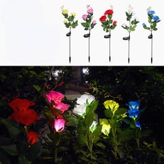 LED Solar Rose Flower Lawn Light Outdoor Garden Stake Lamp Landscape Path Yard Lamp Decor