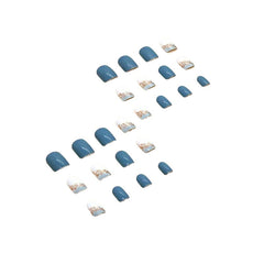24Pcs Chic Blue Gradient Press-On Nails - Glitter, Glossy Finish, Easy Application, Perfect for Everyday & Special Occasions