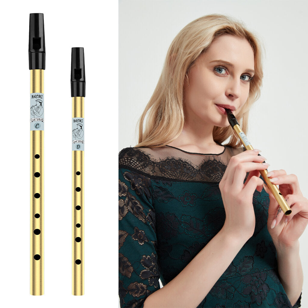 Tin Whistle Penny Whistle High C Key Brass Whistle Six-holed Woodwind Instrument For Beginner Whistler