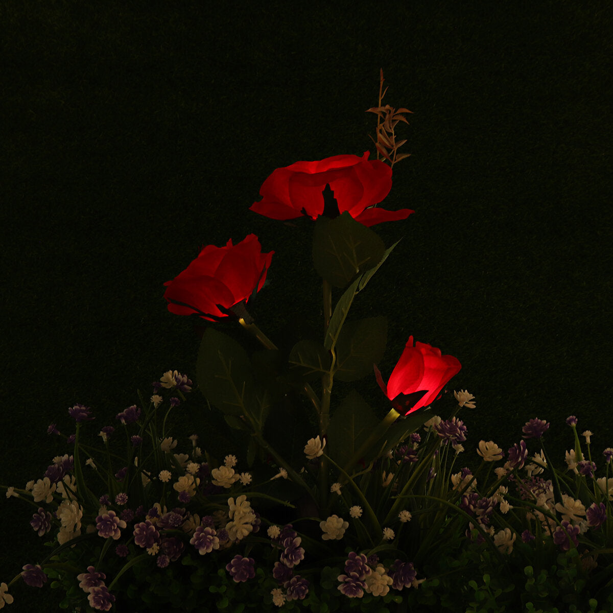 Solar Powered Artificial Rose Flower LED Lawn Light Outdoor Courtyard Garden Decoration