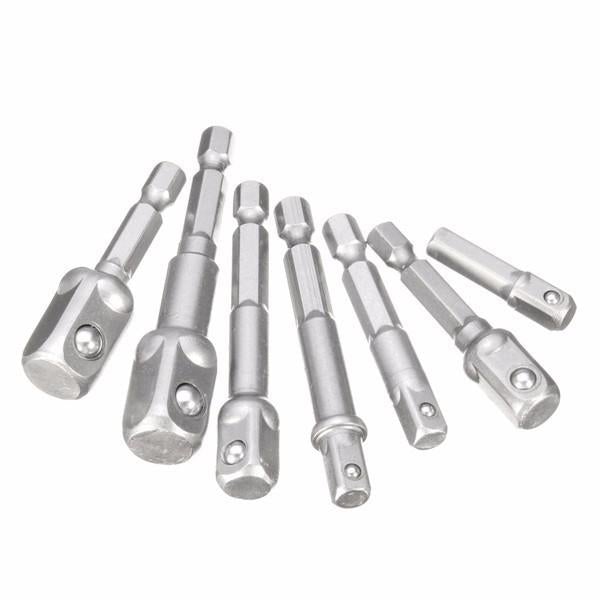 7pcs 1/4 Inch Hex Shank Square Drive Socket Adapter Magnetic Nut Driver Set