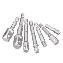 7pcs 1/4 Inch Hex Shank Square Drive Socket Adapter Magnetic Nut Driver Set