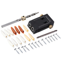 Woodworking Aluminum Alloy Pocket Hole Jig 9mm Carpentry Hole Angle Drill Guide with Step Drill Bit Set