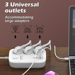 3250W GaN 7-Port Power Strip: 2 USB-A, 2 USB-C, 3 Sockets, Fast Charging, EU Plug