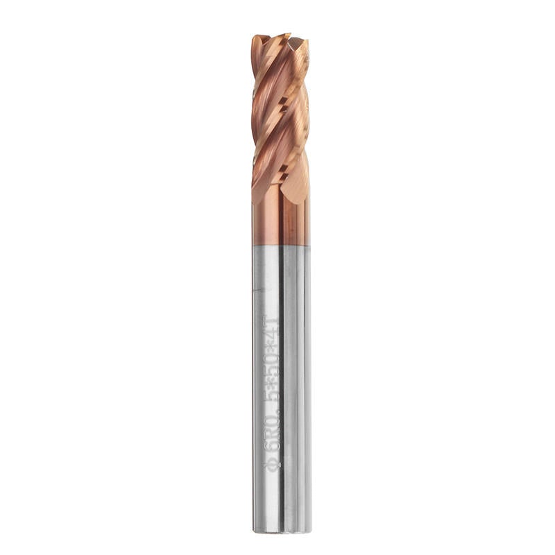 HRC58 Round Nose 4 Flutes End Mill Cutter 2R0.2-6R0.5 AlTiN Coating C ...