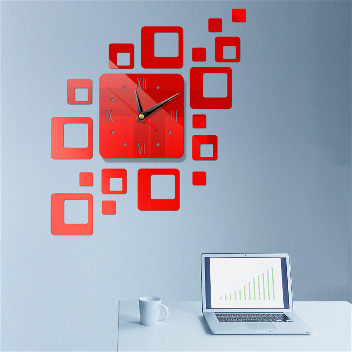 DIY Wall Clock 3D Crystal Mirror Living Room Office Sticker Home Modern