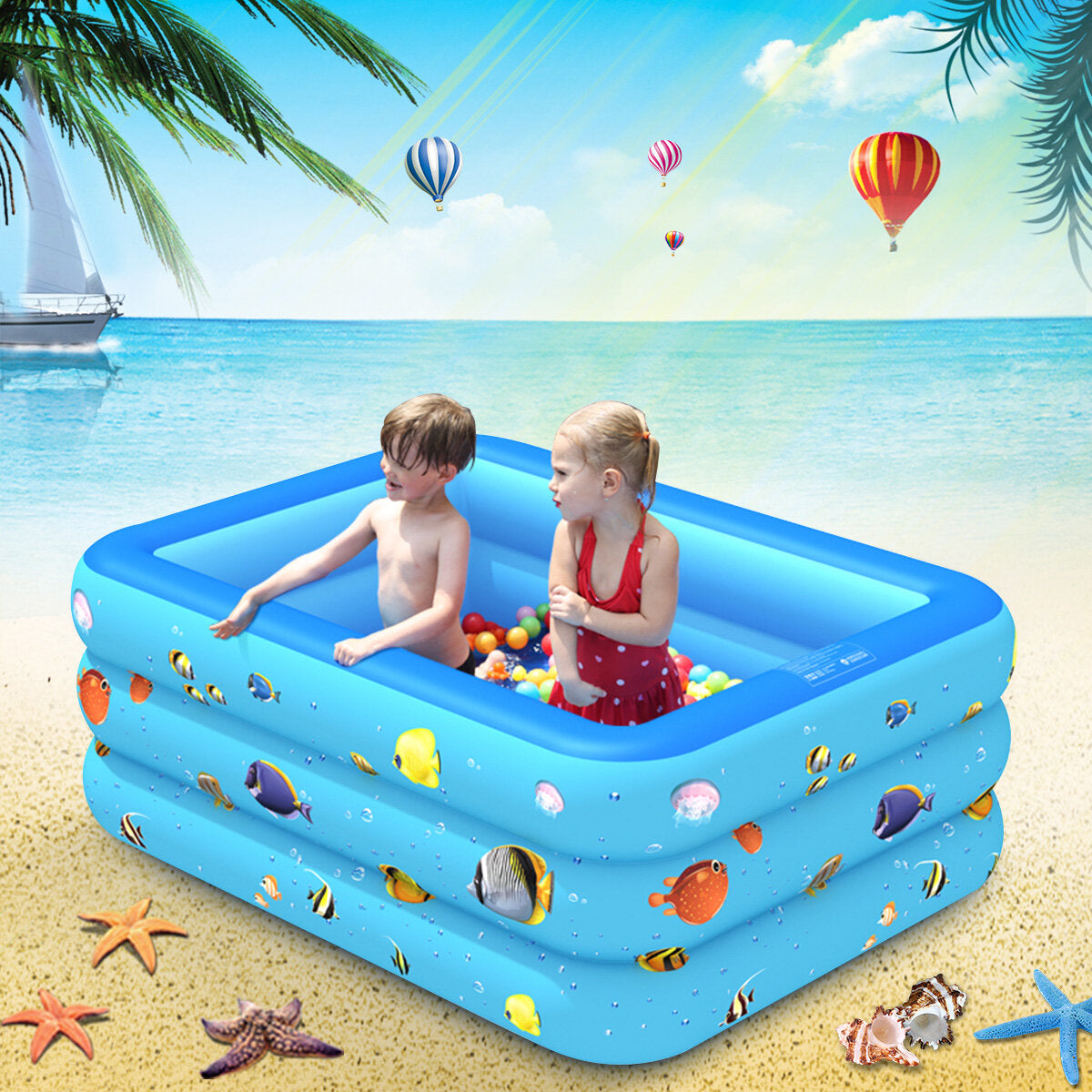 120/130/150/180/210cm Family Inflatable Swimming Pool PVC Kids Adult Water Play Bathtub